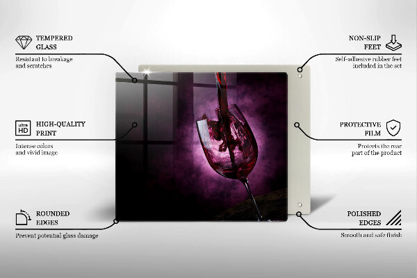 Chopping board glass A glass of wine