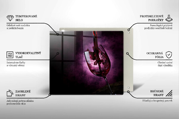 Chopping board glass A glass of wine