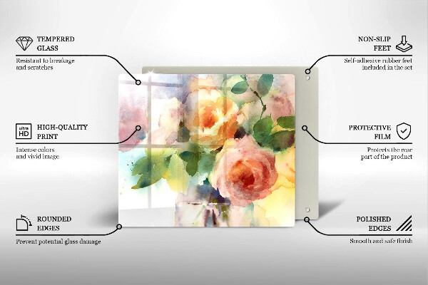 Glass worktop saver Painted flowers