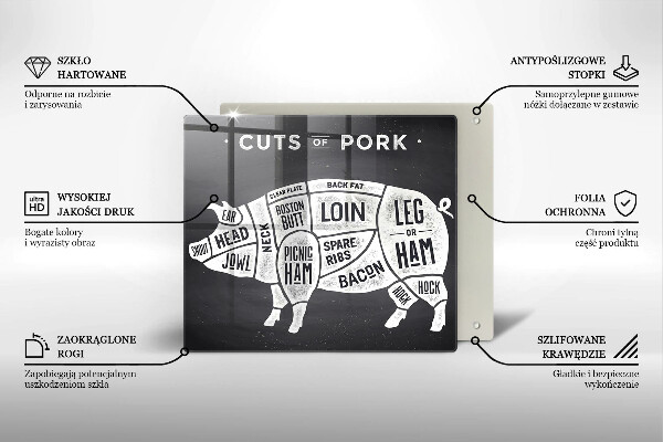 Glass worktop saver Pork pig meat