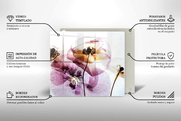 Glass worktop saver Delicate flowers