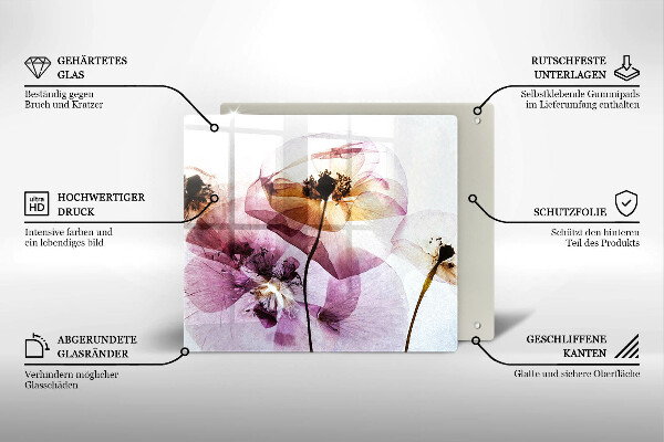 Glass worktop saver Delicate flowers