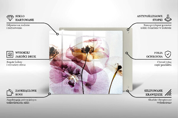 Glass worktop saver Delicate flowers