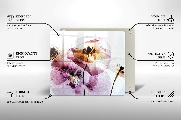 Glass worktop saver Delicate flowers