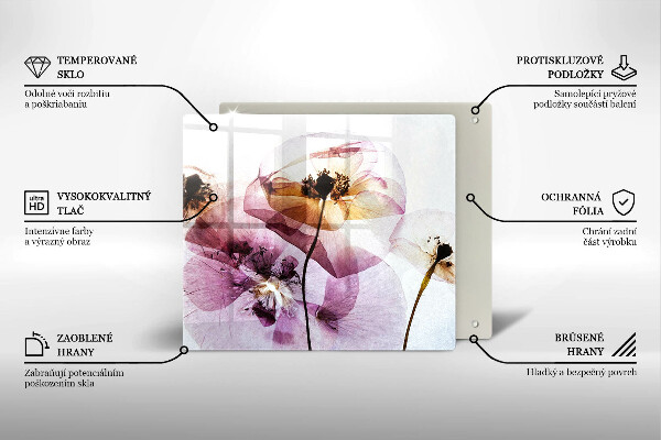 Glass worktop saver Delicate flowers