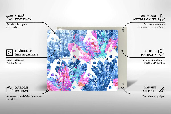 Kitchen worktop protector Illustration of boho feathers