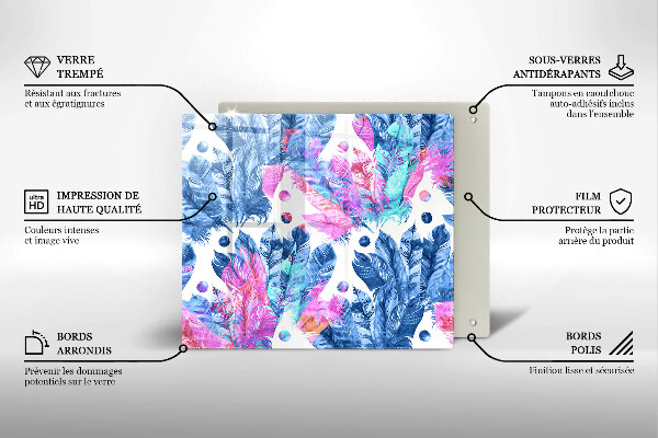 Kitchen worktop protector Illustration of boho feathers