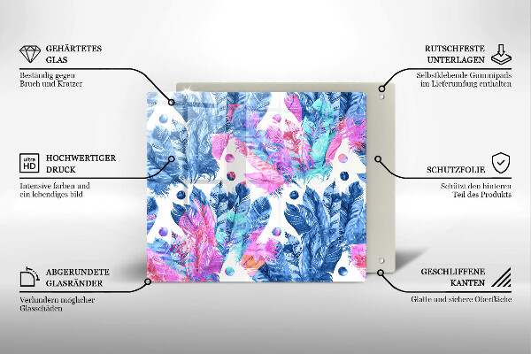 Kitchen worktop protector Illustration of boho feathers