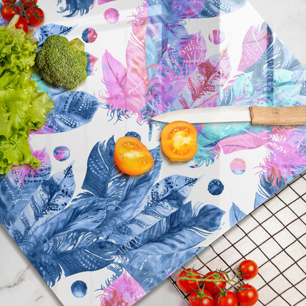 Kitchen worktop protector Illustration of boho feathers