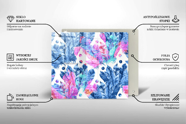 Kitchen worktop protector Illustration of boho feathers