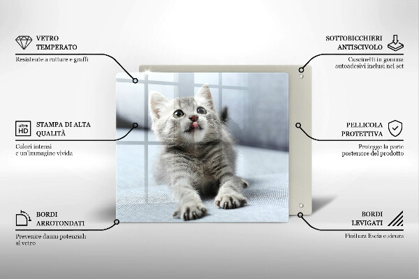 Chopping board glass Little cute kitty