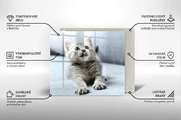 Chopping board glass Little cute kitty