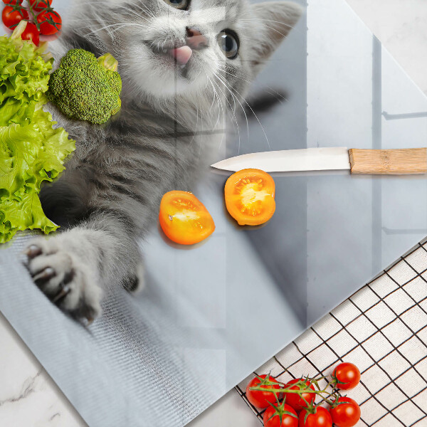 Chopping board glass Little cute kitty
