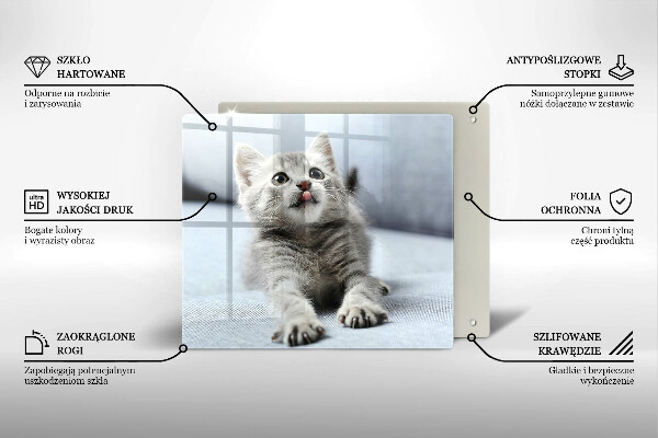 Chopping board glass Little cute kitty