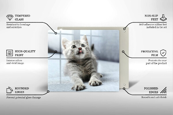 Chopping board glass Little cute kitty