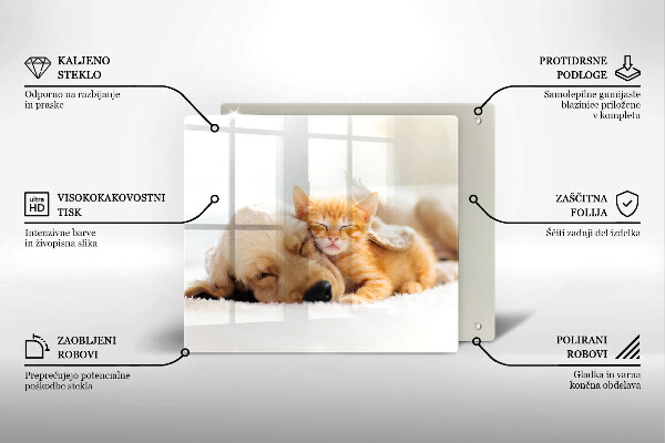 Glass worktop saver Animals dog and cat