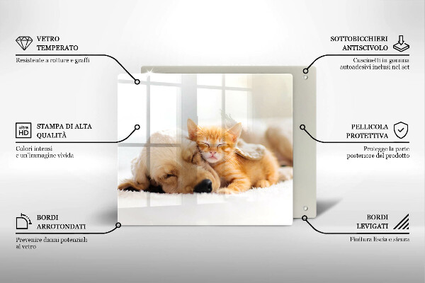 Glass worktop saver Animals dog and cat