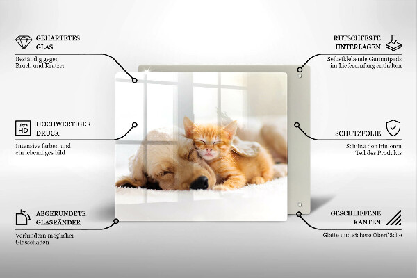 Glass worktop saver Animals dog and cat