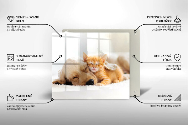 Glass worktop saver Animals dog and cat