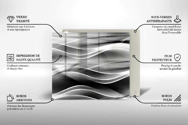 Chopping board glass Abstraction of smoke lines