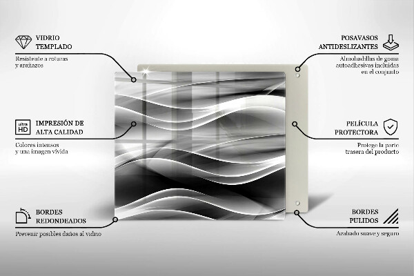Chopping board glass Abstraction of smoke lines