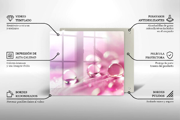 Chopping board glass Rosa flower petals