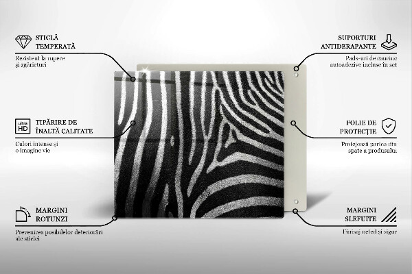 Glass worktop saver Zebra stripes
