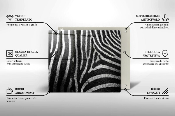Glass worktop saver Zebra stripes