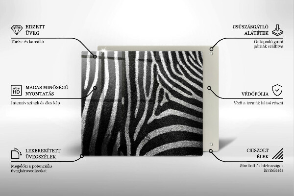 Glass worktop saver Zebra stripes