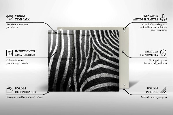 Glass worktop saver Zebra stripes