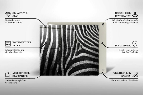 Glass worktop saver Zebra stripes