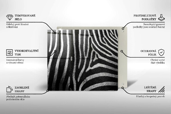 Glass worktop saver Zebra stripes