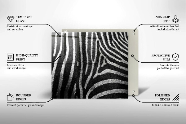 Glass worktop saver Zebra stripes