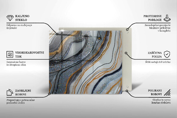 Glass worktop saver rock with gold