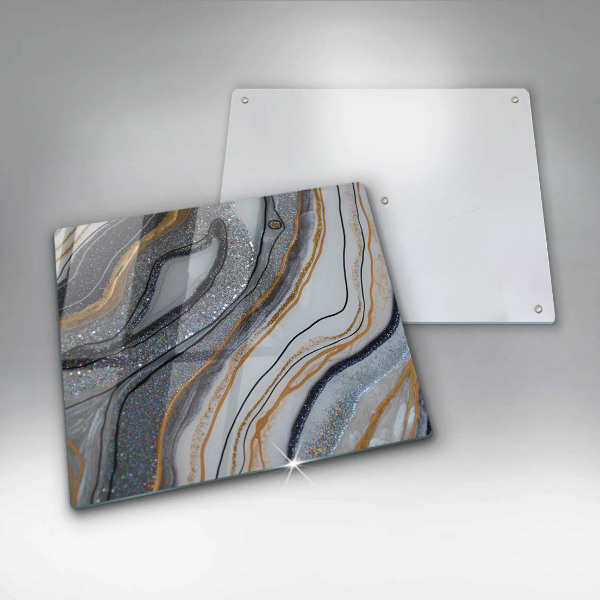 Glass worktop saver rock with gold