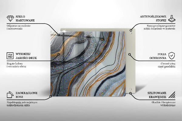 Glass worktop saver rock with gold