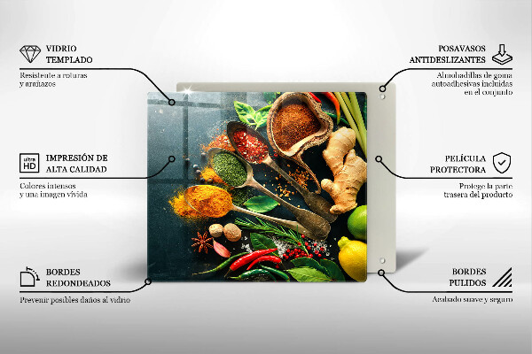 Glass worktop saver Kitchen spices of spoon