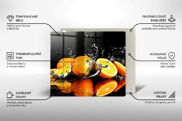 Glass worktop saver Juicy fruit oranges