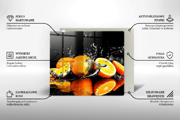 Glass worktop saver Juicy fruit oranges