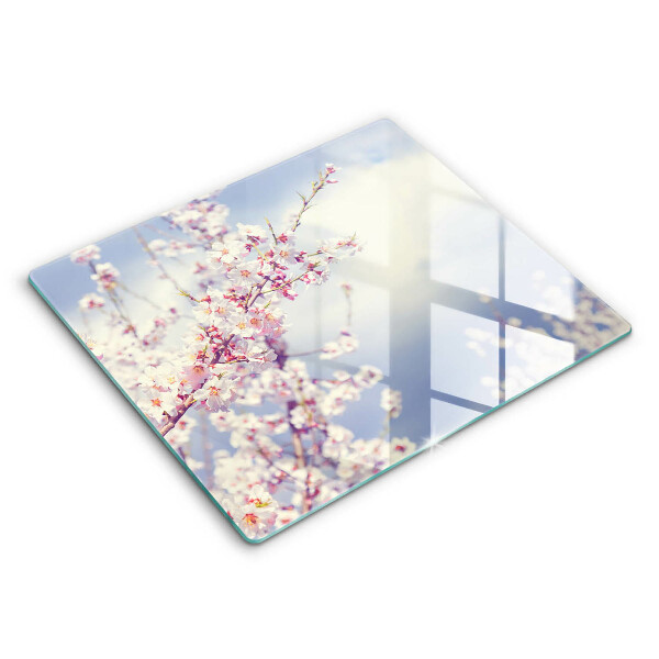 Glass worktop saver A blooming tree