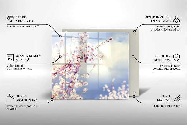 Glass worktop saver A blooming tree