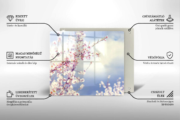 Glass worktop saver A blooming tree