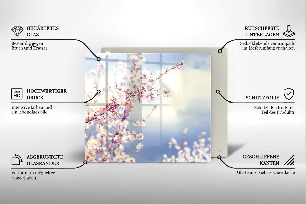 Glass worktop saver A blooming tree