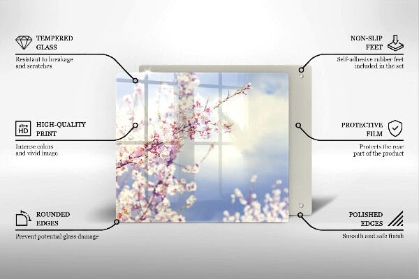 Glass worktop saver A blooming tree
