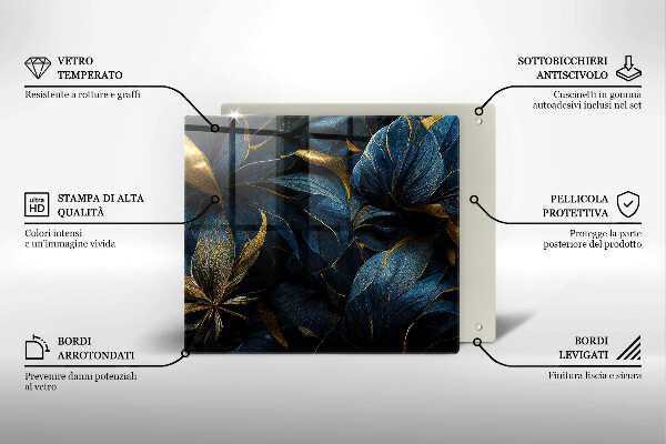 Kitchen worktop protector Decorative leaves with gold