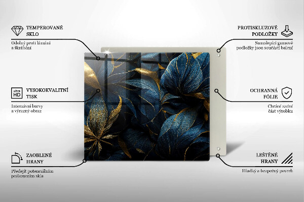 Kitchen worktop protector Decorative leaves with gold