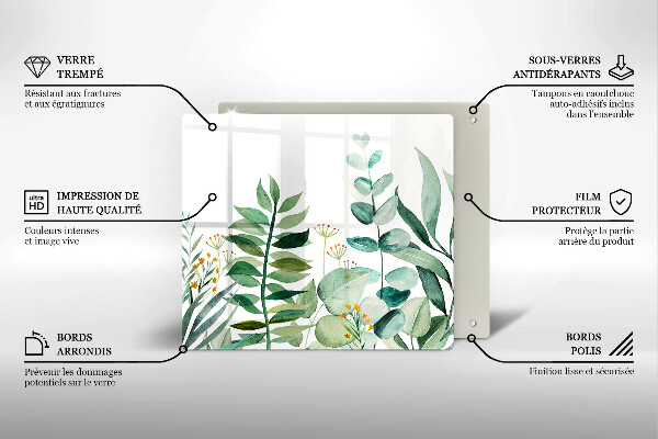 Glass worktop saver Plant leaves illustration