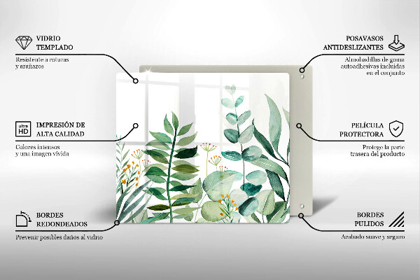 Glass worktop saver Plant leaves illustration