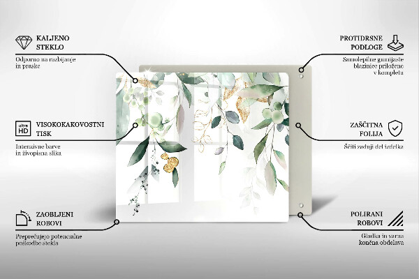 Glass worktop saver Watercolor leaves