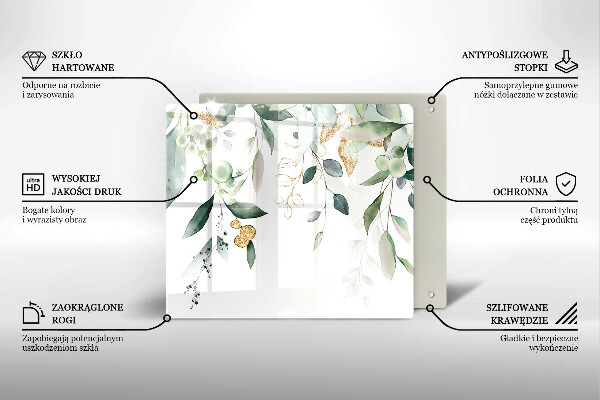 Glass worktop saver Watercolor leaves